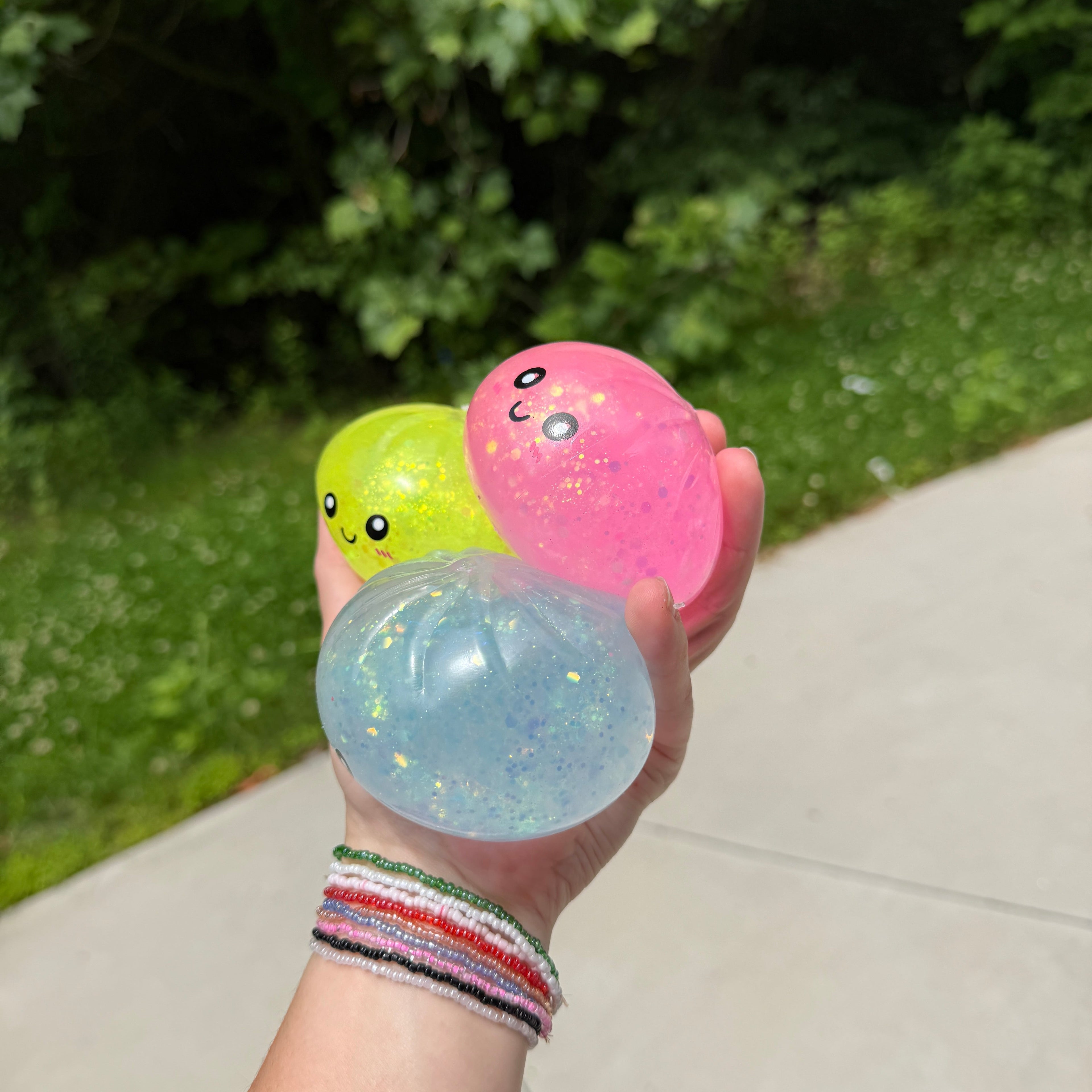 Squishy Toy - Viral Dumpling, Quick Squeeze Glitter - Pink