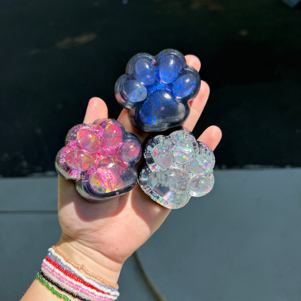 Squishy Toy - Paw Print, Galaxy Glitter