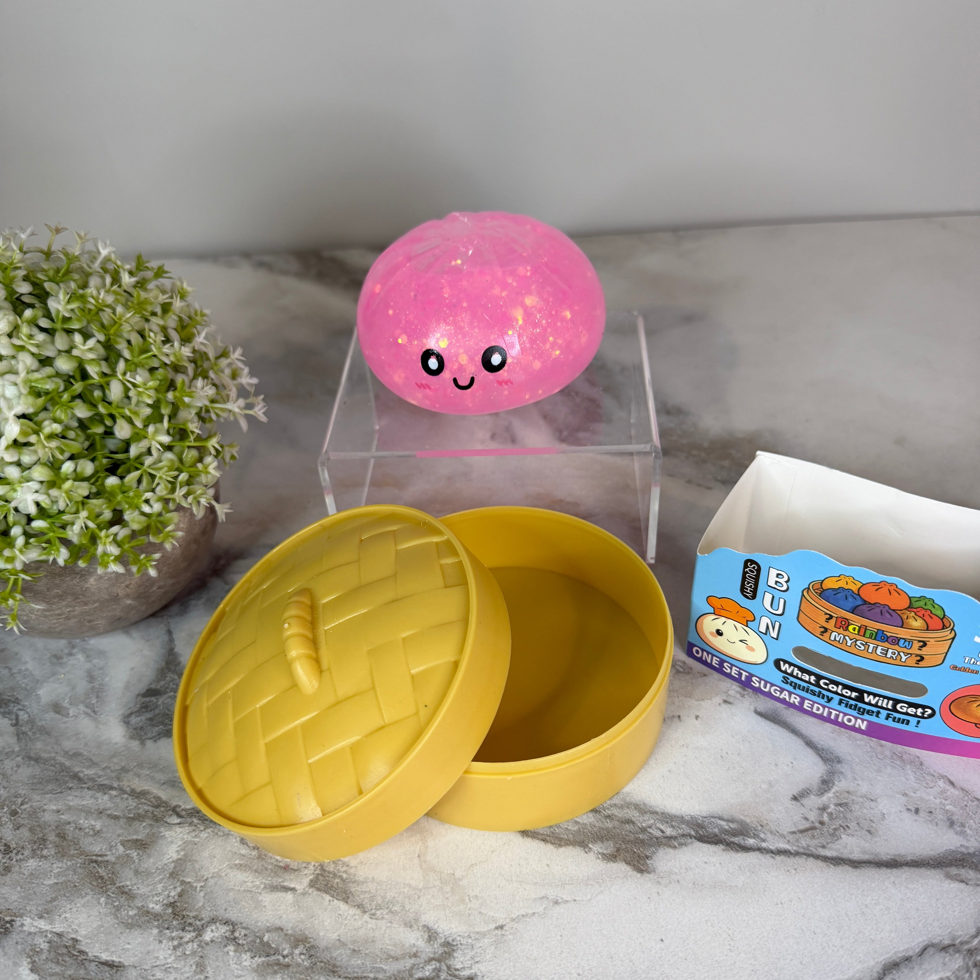 Squishy Toy - Viral Dumpling, Quick Squeeze Glitter - Pink