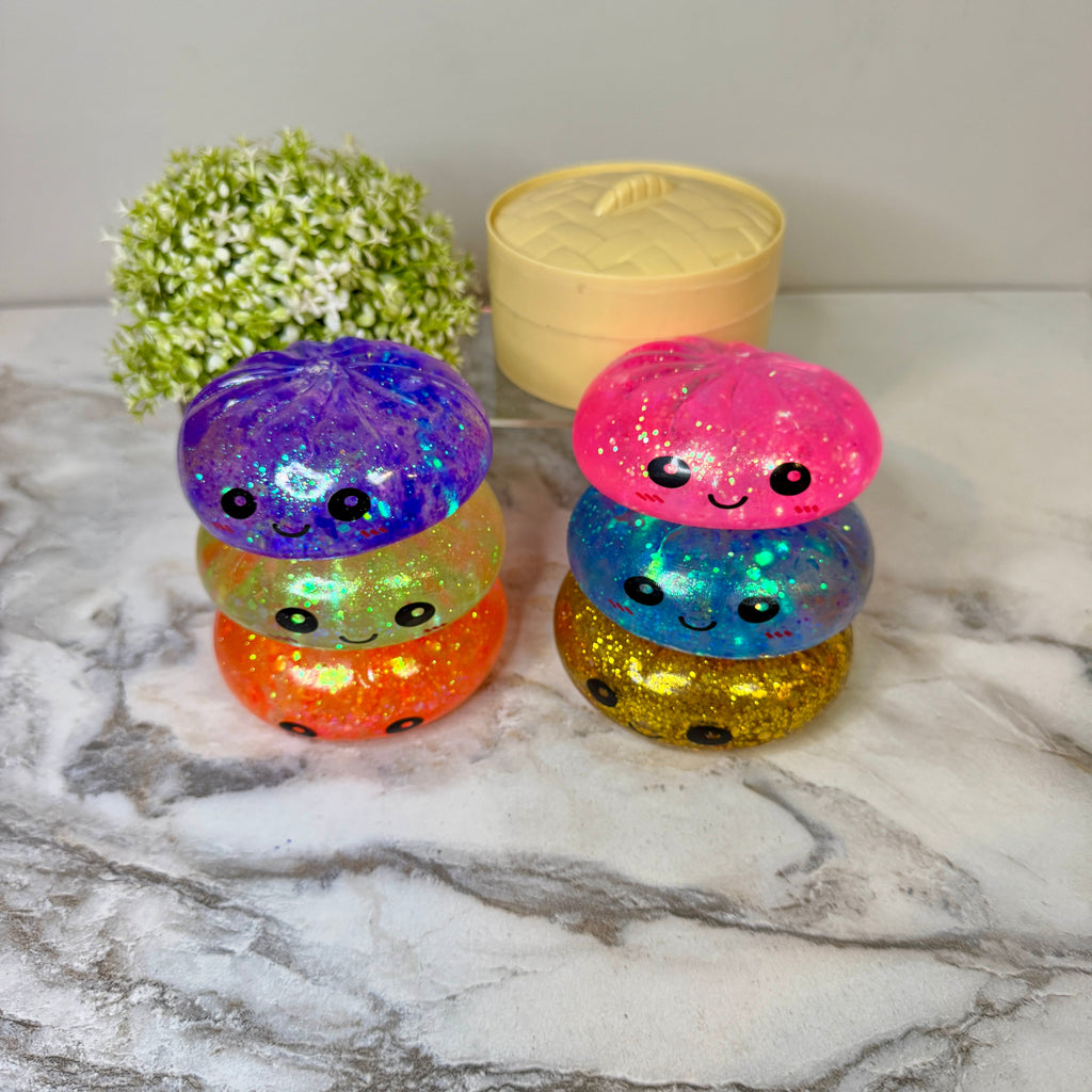 Squishy Toy - Viral Dumpling, Slow Rise Glitter - Orange