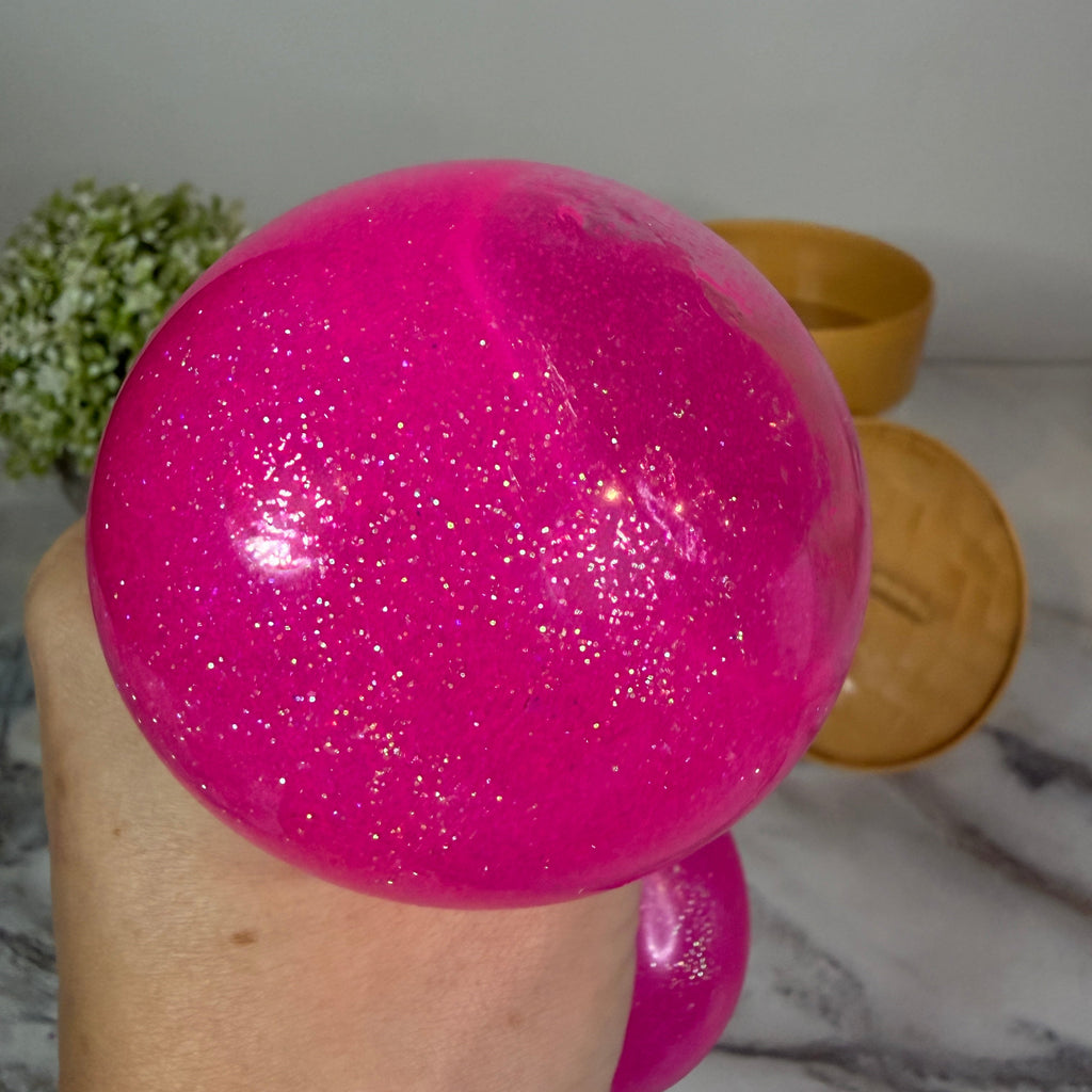 Squishy Toy - Viral Dumpling, Neon Pink Glitter