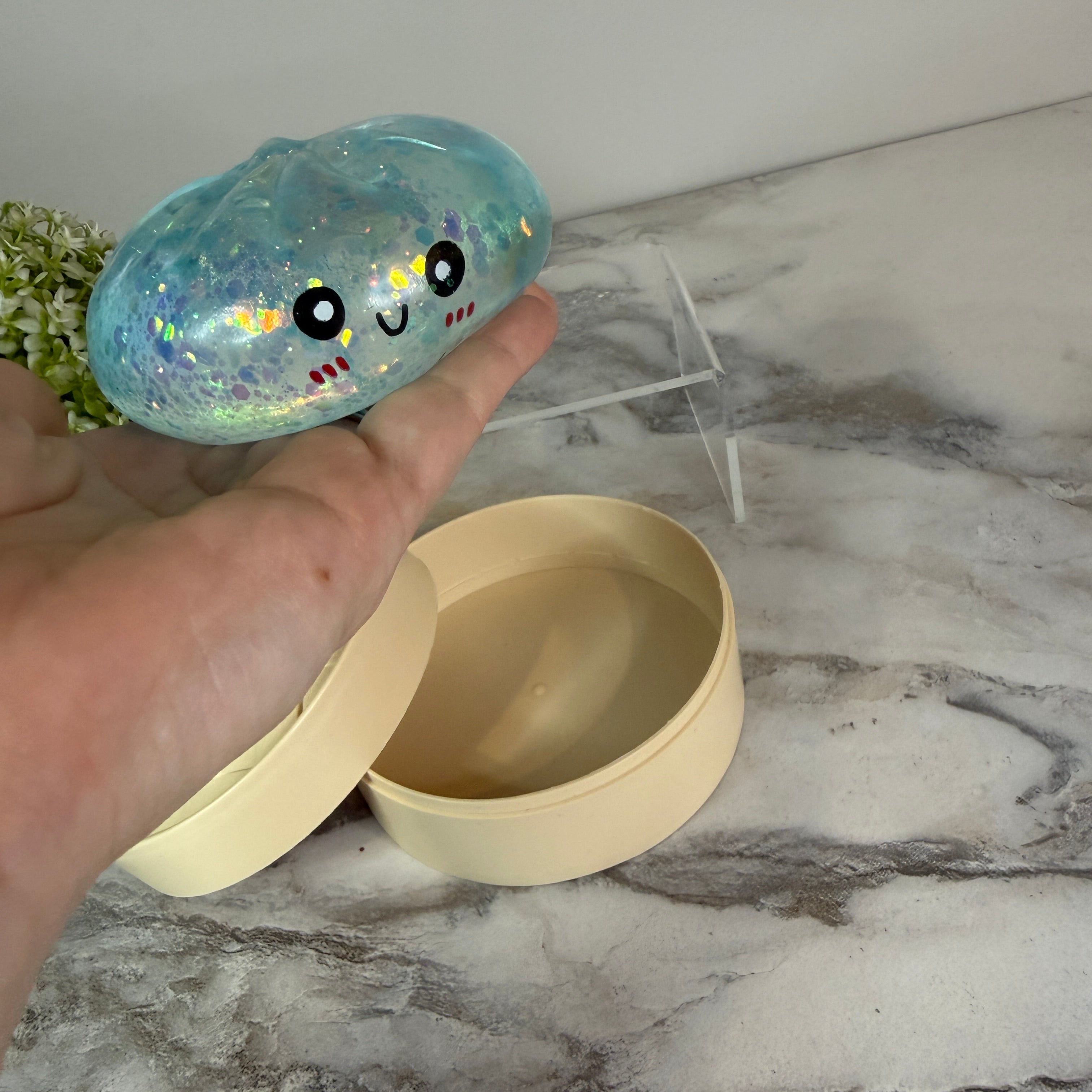 Squishy Toy - Viral Dumpling, Slow Rise Glitter #2 - Blue