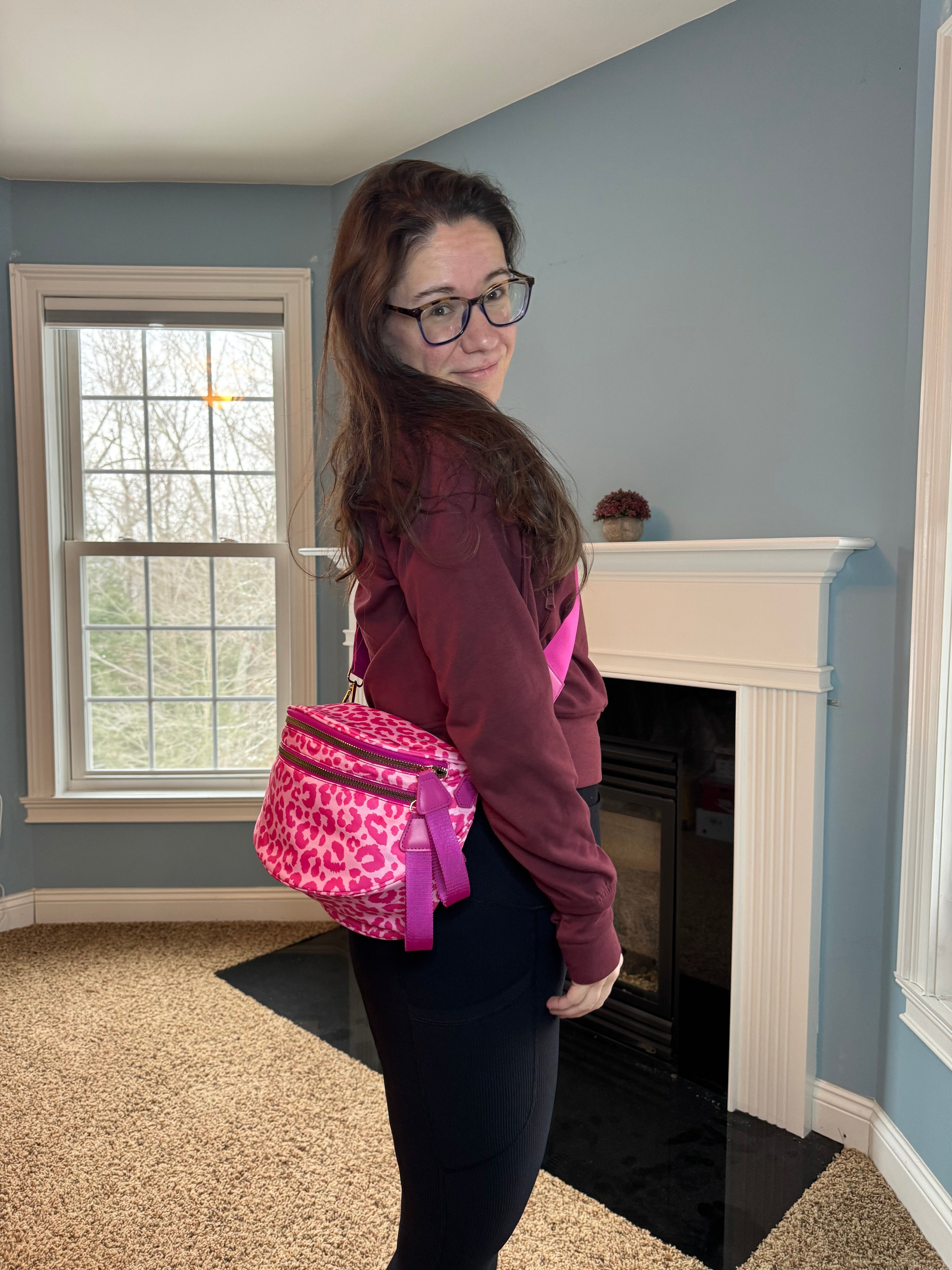 The Roni Nylon Crossbody - Animal Print Hot Pink